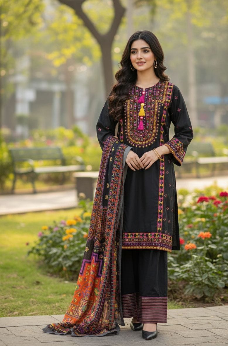 Embroidered Stitch 3pc