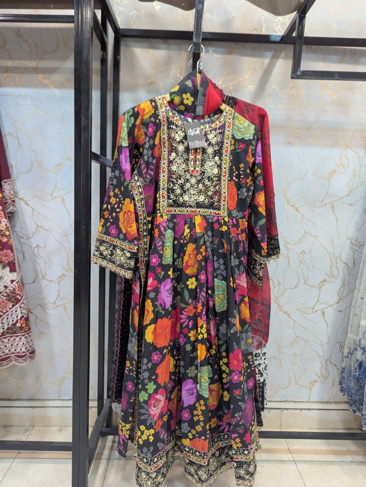 Embroidered Frock 3pc