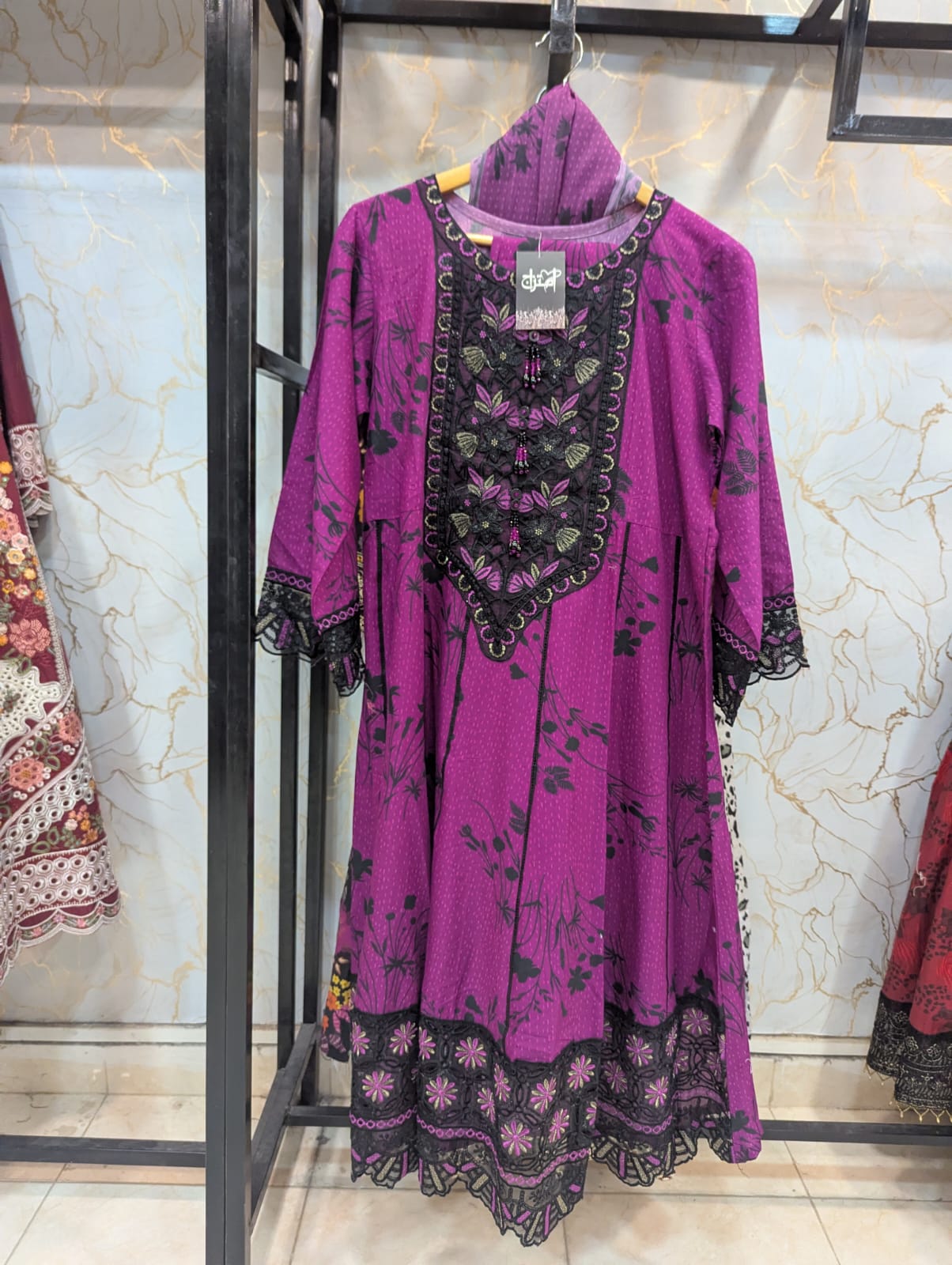 Embroidered Frock 3pc