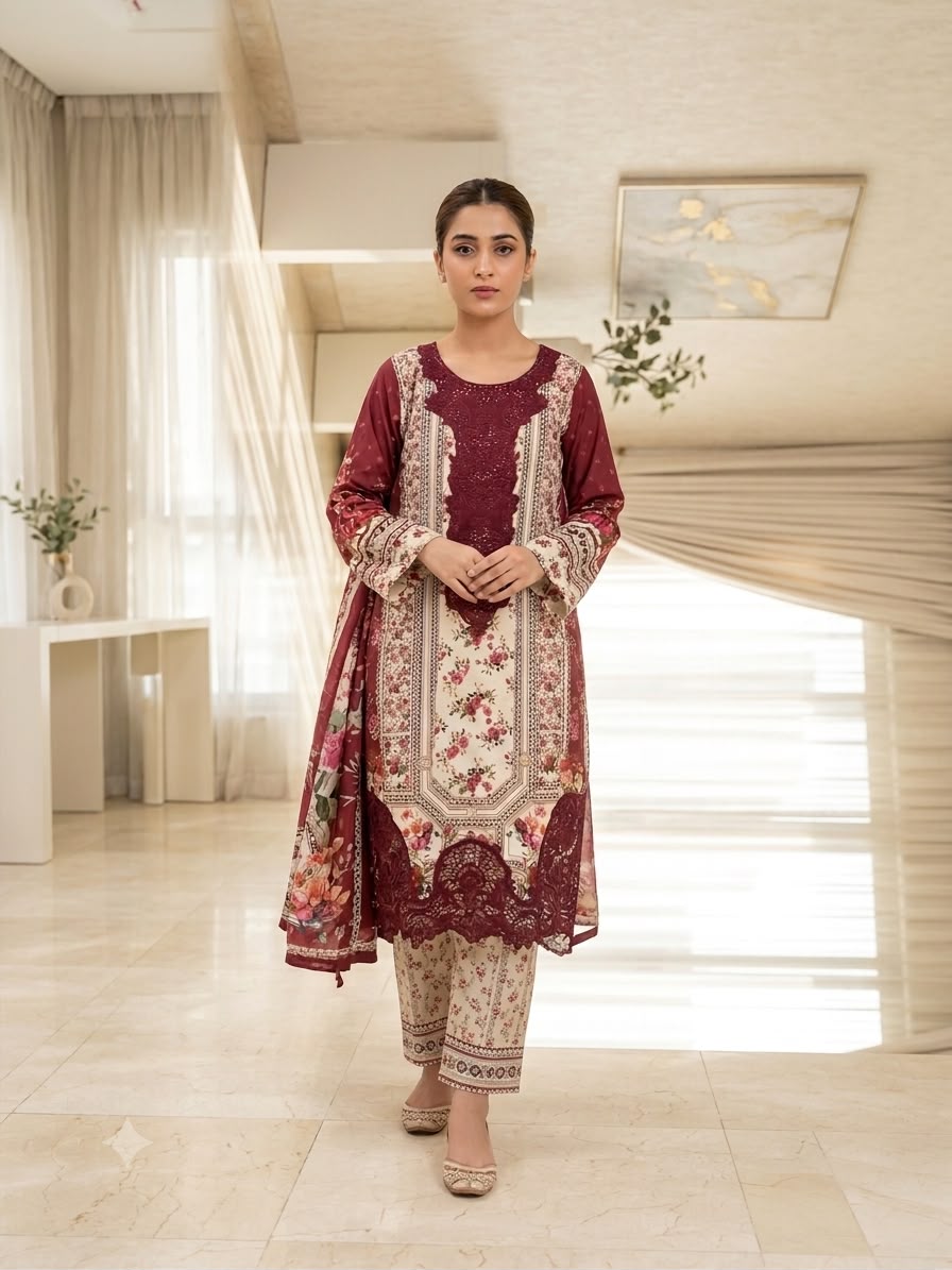 Embroidered Stitch 3pc