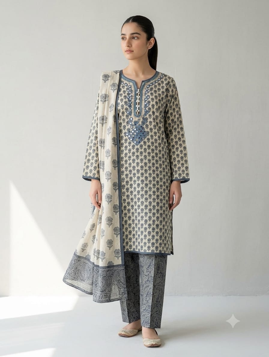 Embroidered Stitch 3pc