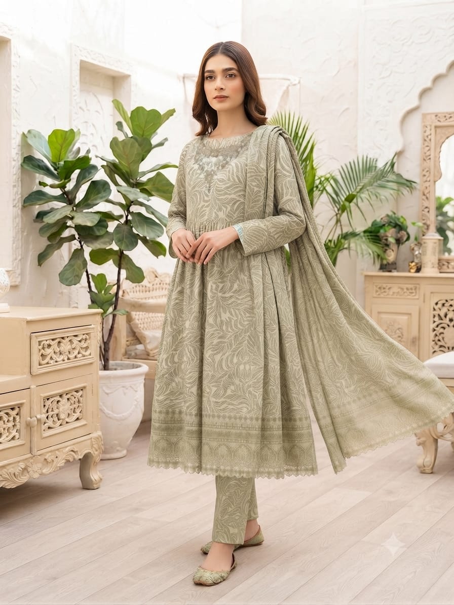 Lawn Frock 3pc