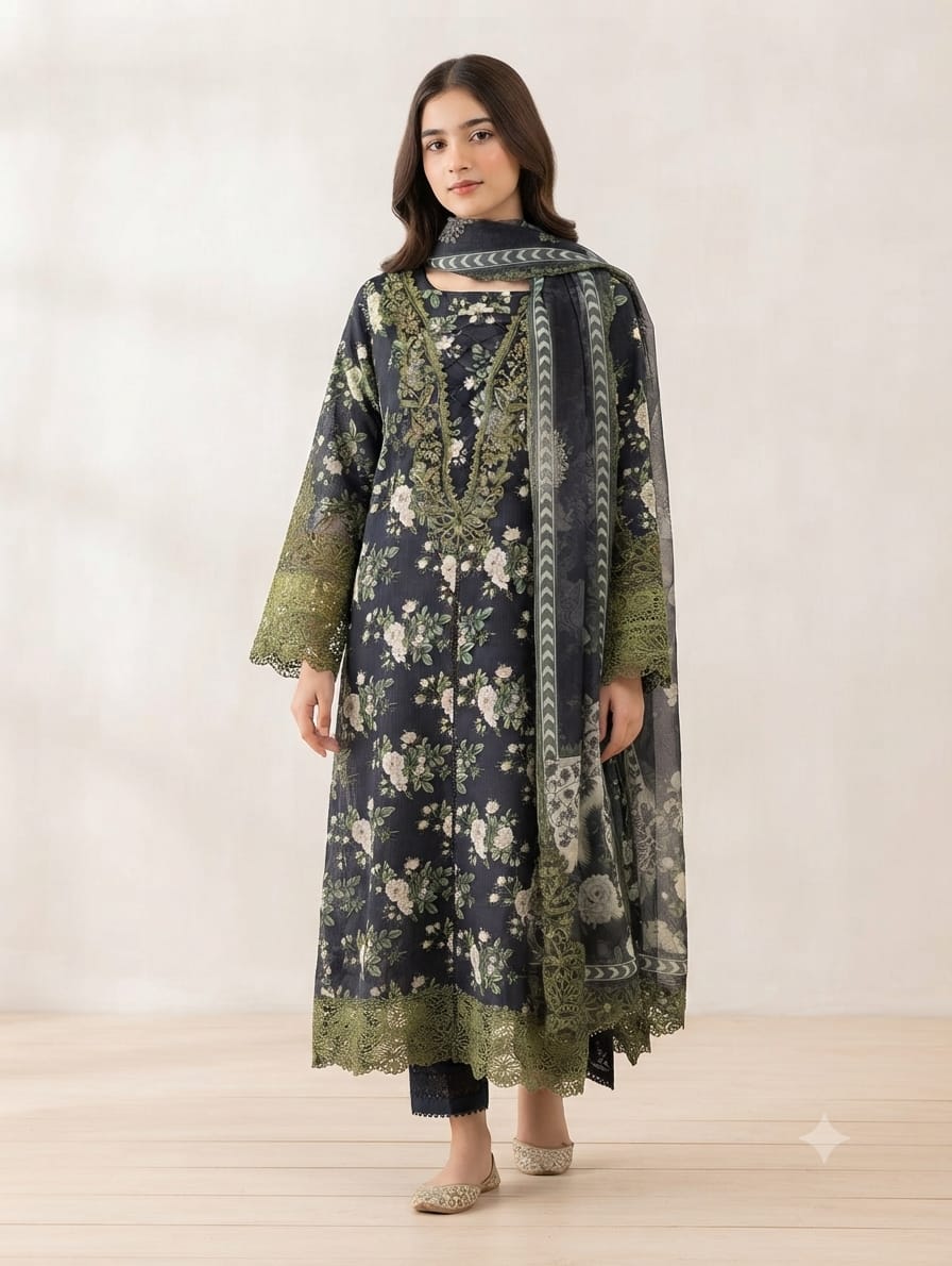 Embroidered Stitch  3pc