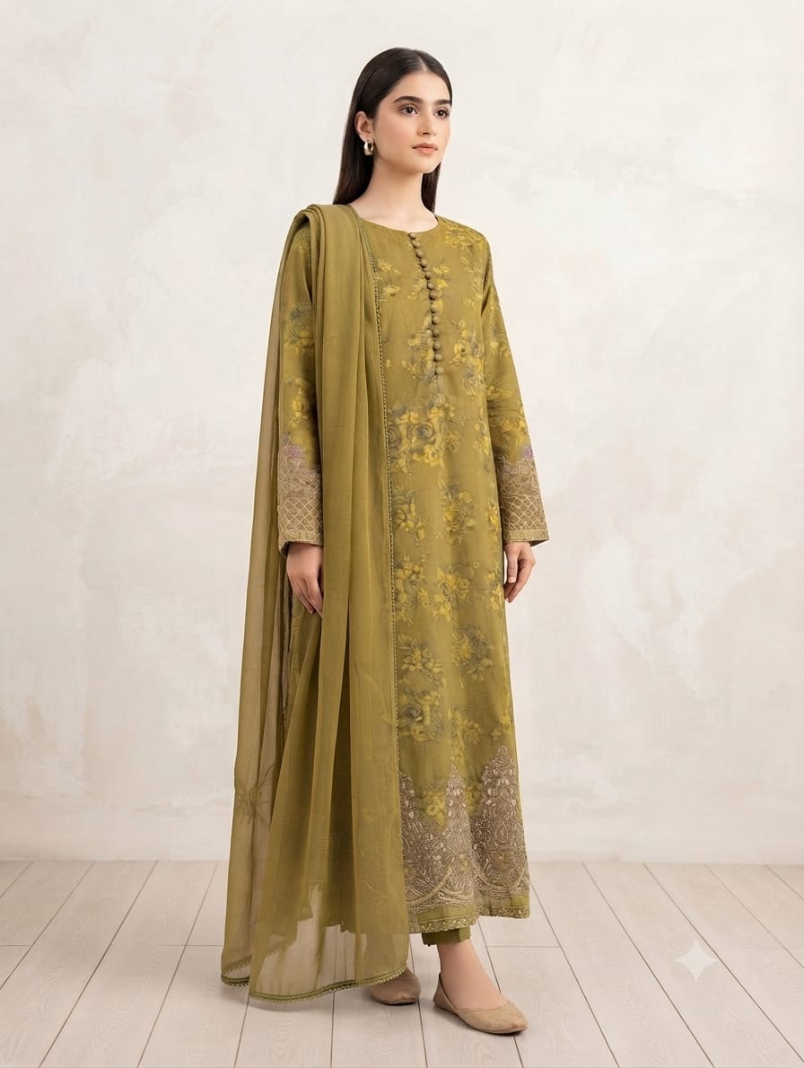 Embroidered Stitch  3pc