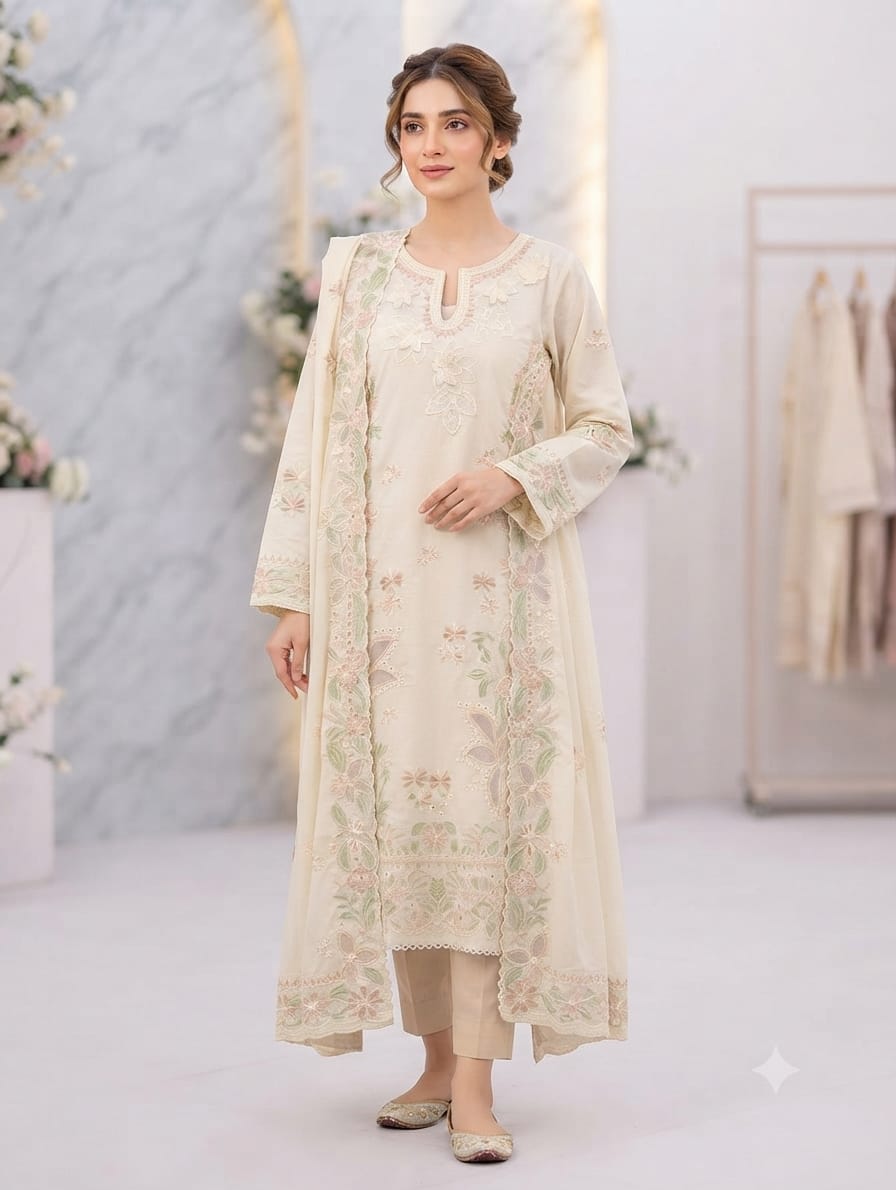 Embroidered Stitch 3pc(New arrivals)