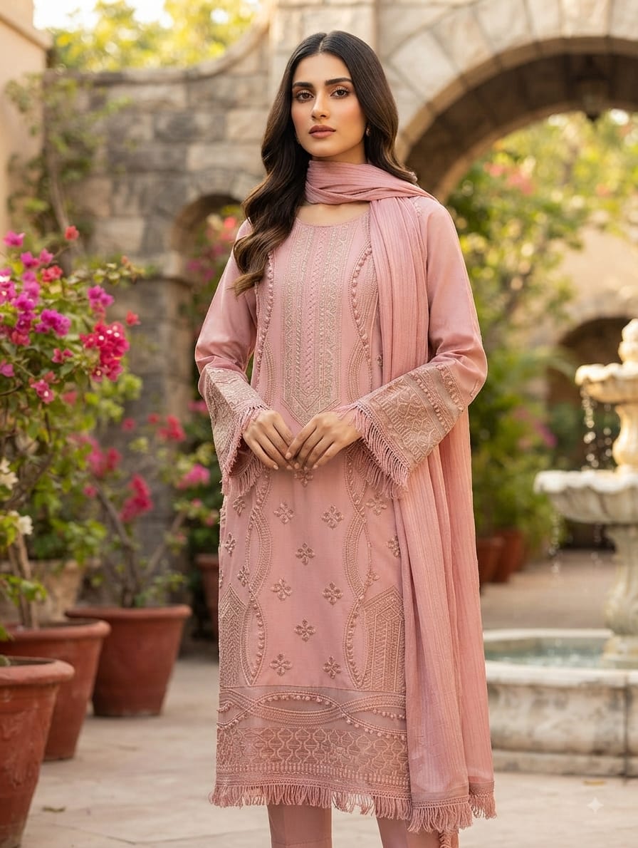 3PC EMBROIDERED LAWN