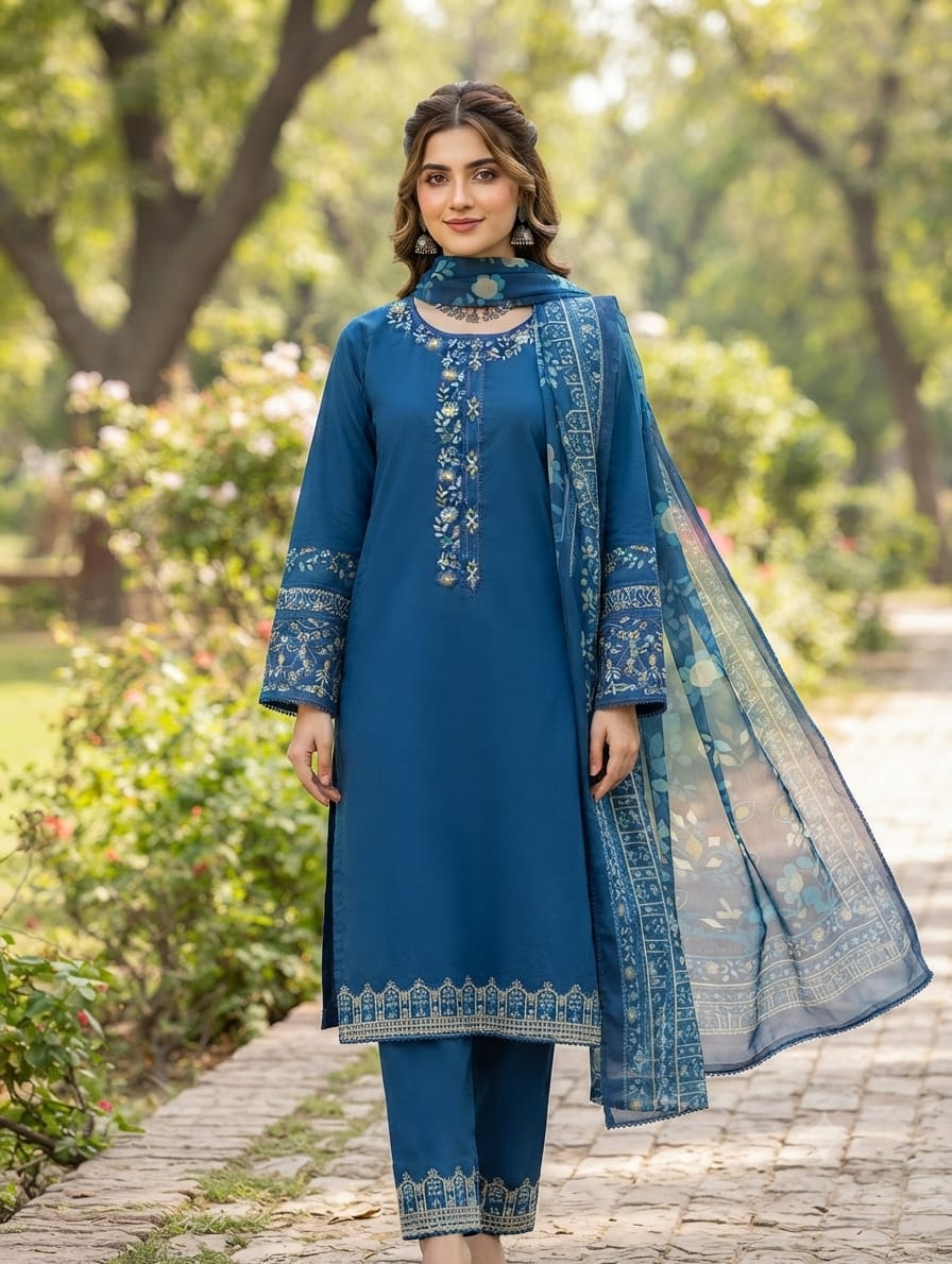 Embroidered Stitch 3pc Suit