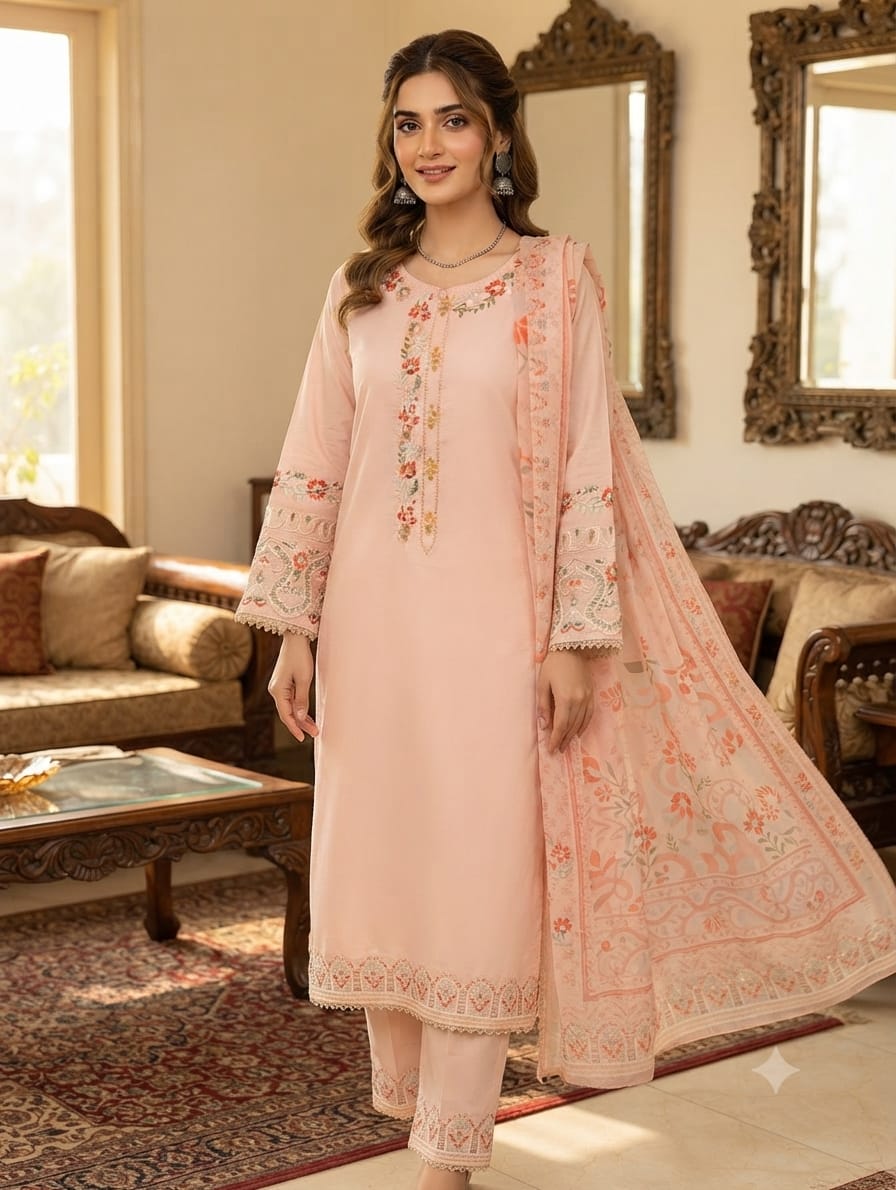 Embroidered Stich 3pc Suit