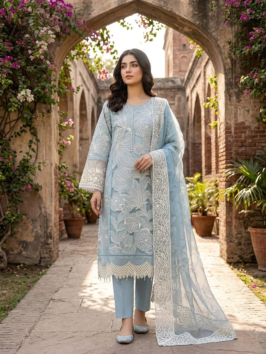 Lawn  Embroidered Stitch 3pc