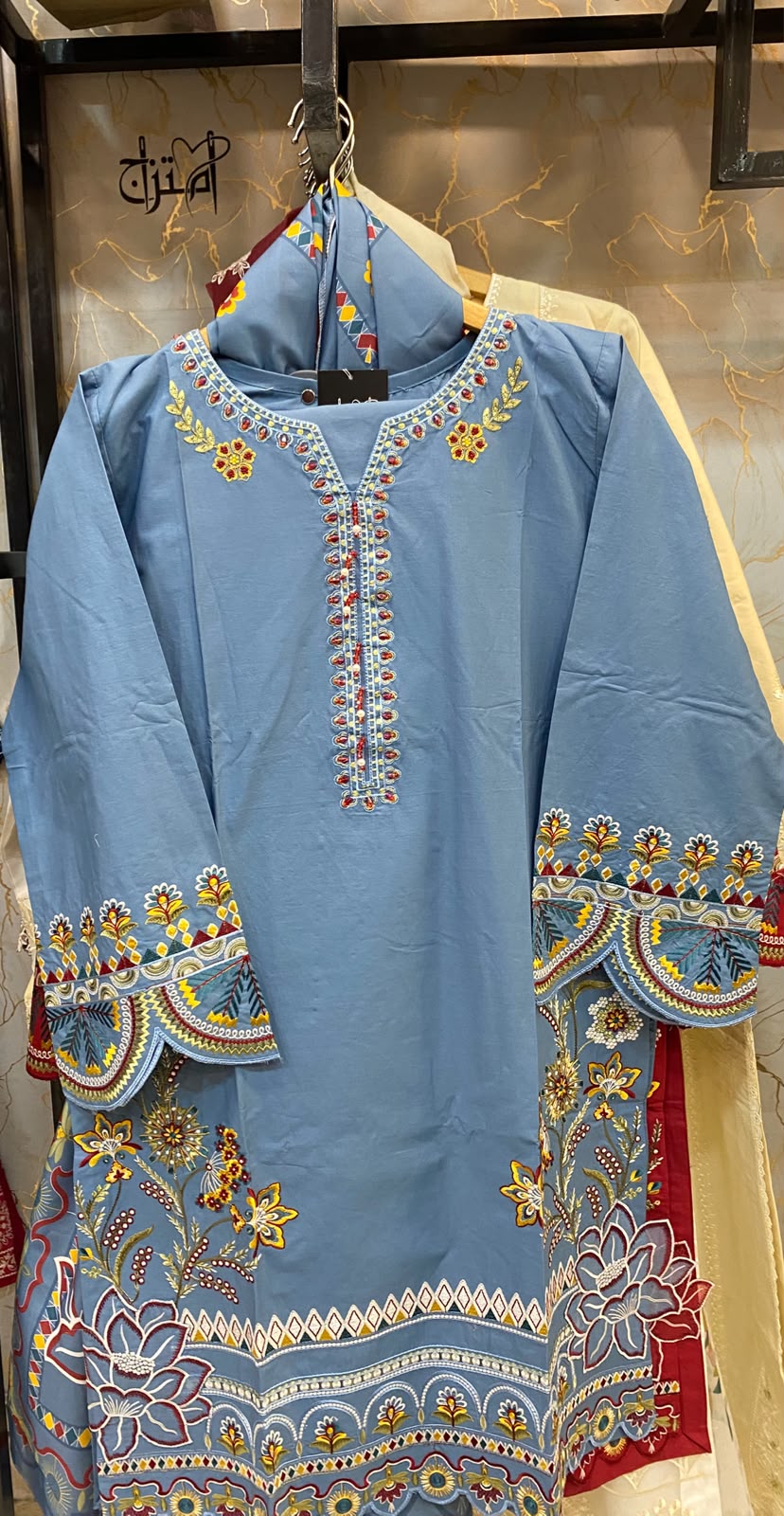 Winter Cotton Embroidered Stitch 3pc