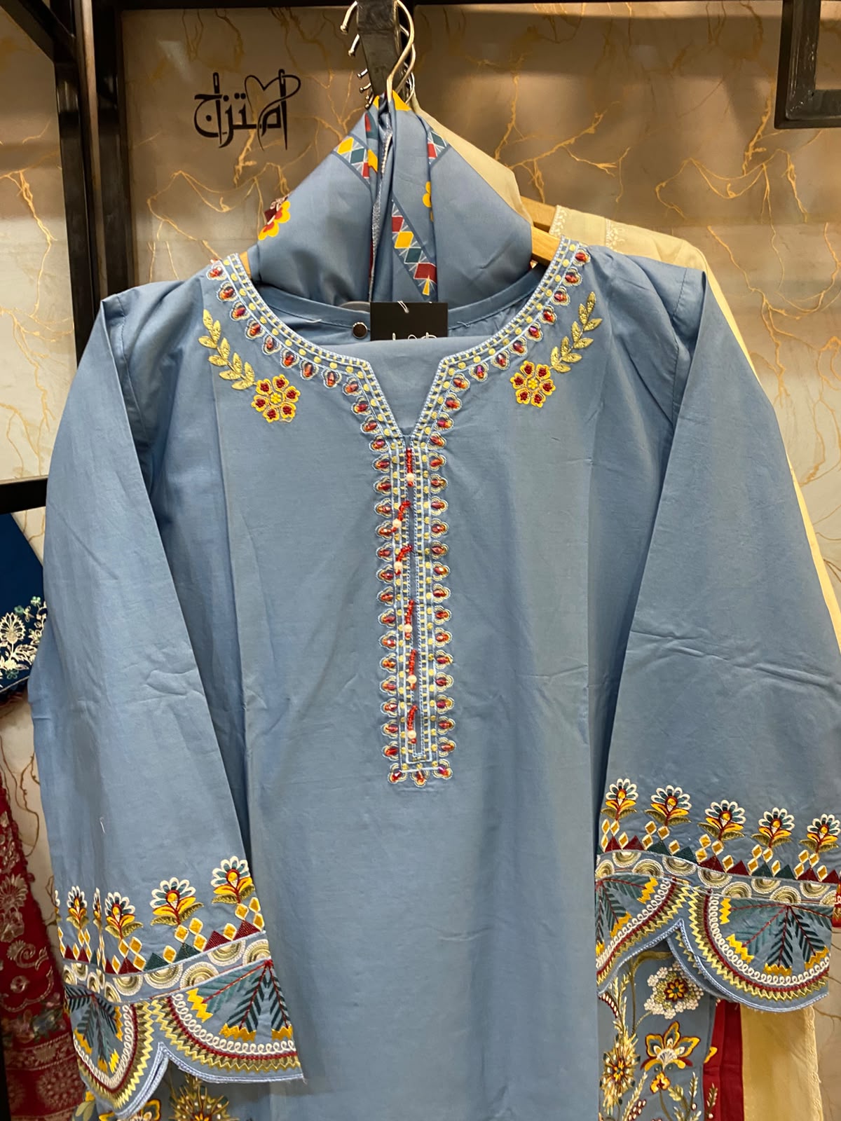 Winter Cotton Embroidered Stitch 3pc