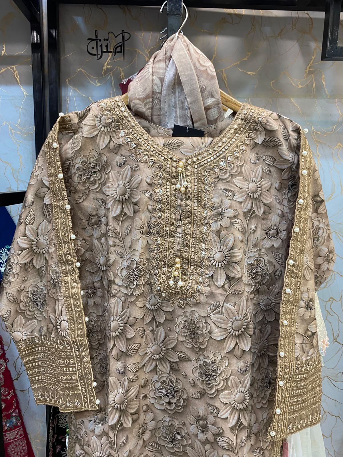Winter Cotton  Embroidered Stitch 3pc