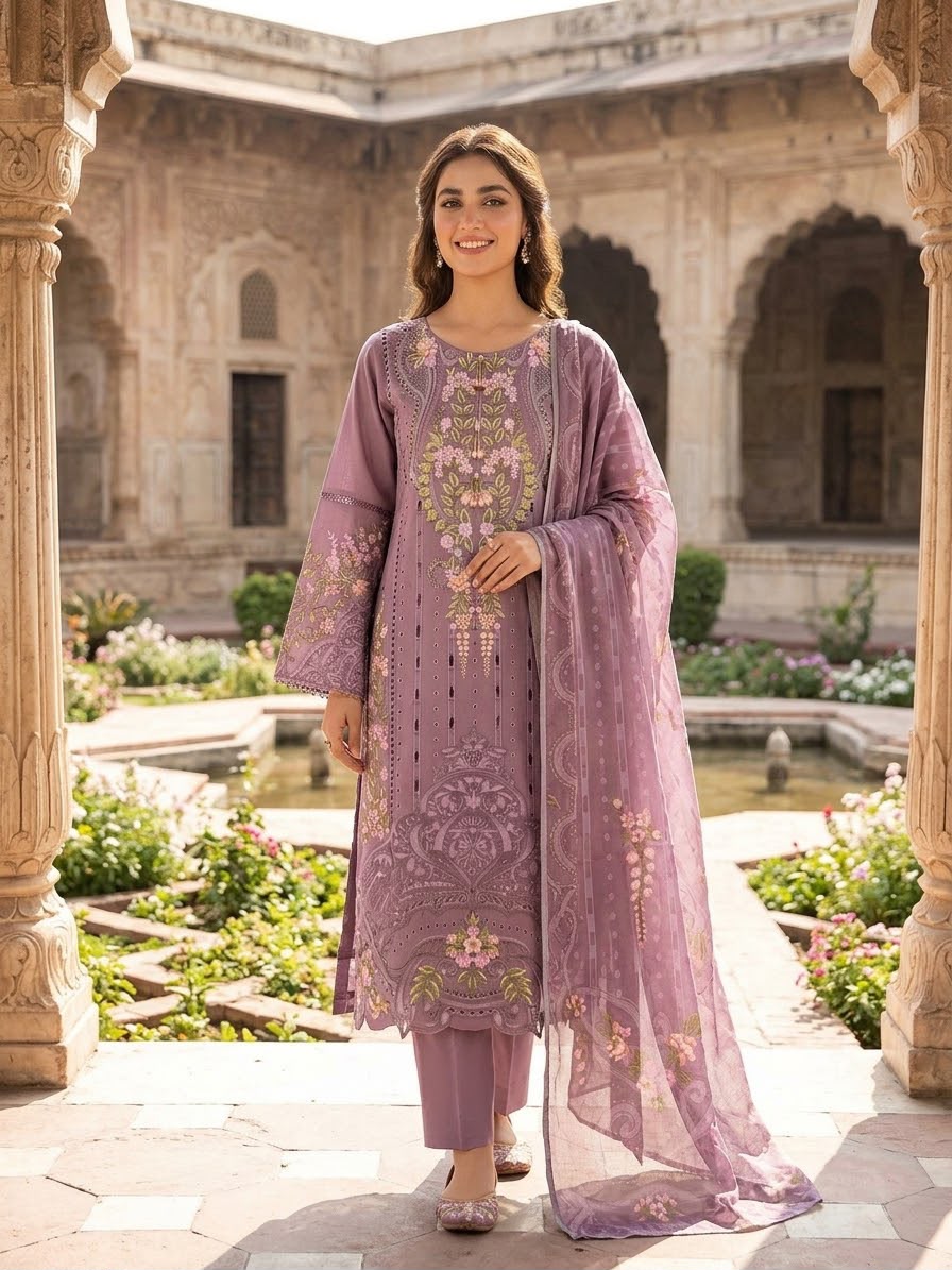 Winter Cotton Embeoidered Stitch 3pc