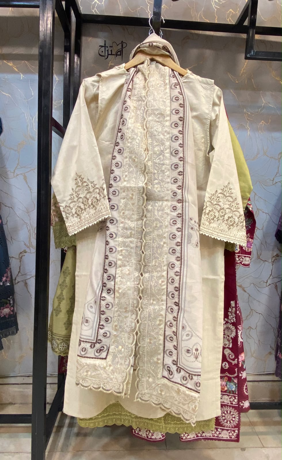 Winter Cotton Embroidered Stitch 3pc