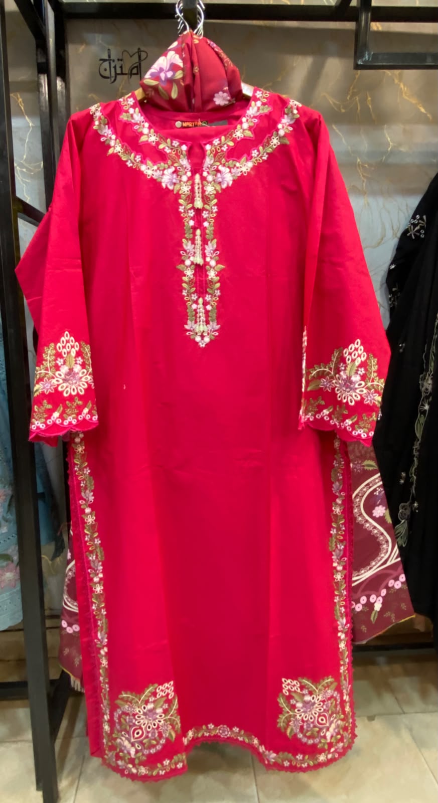 winter Cotton Embroidered Stitch 3pc