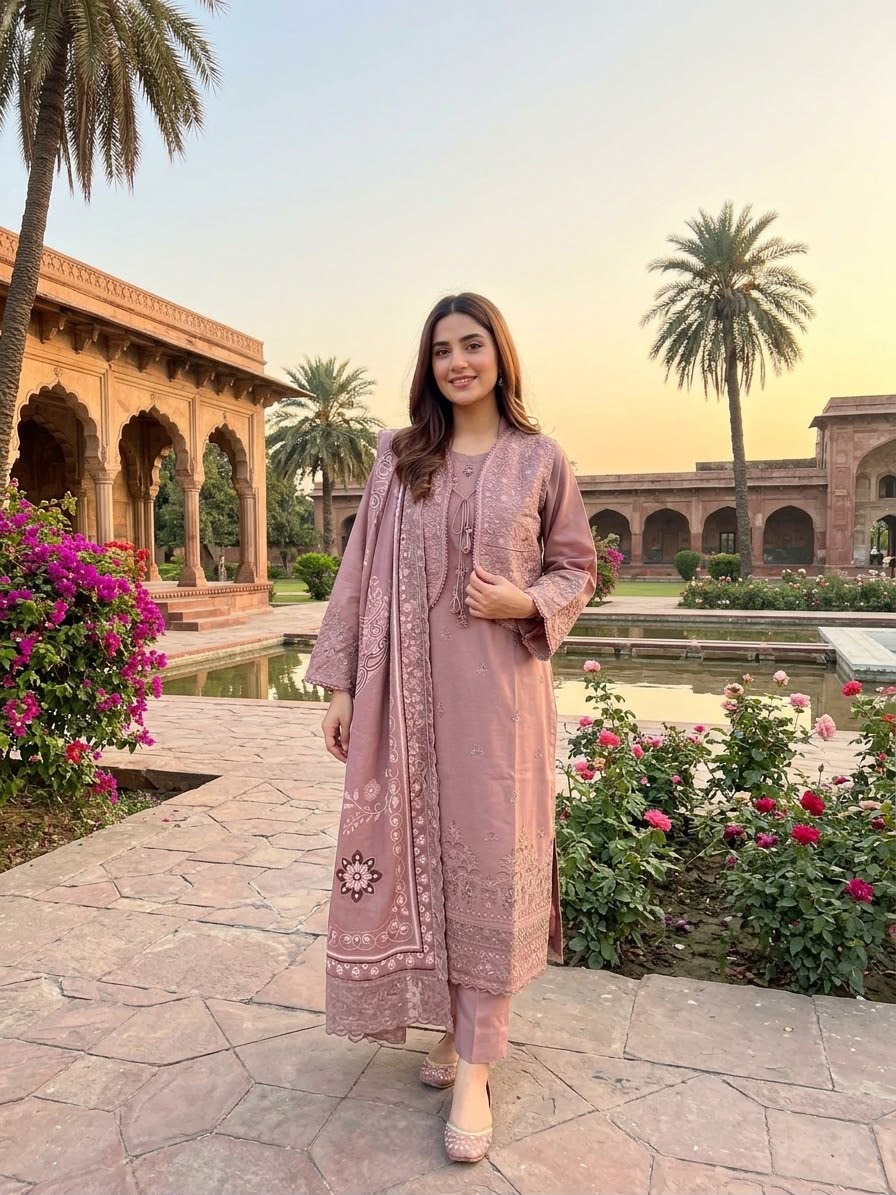 Winter Cotton Embroidered Stitch 3pc