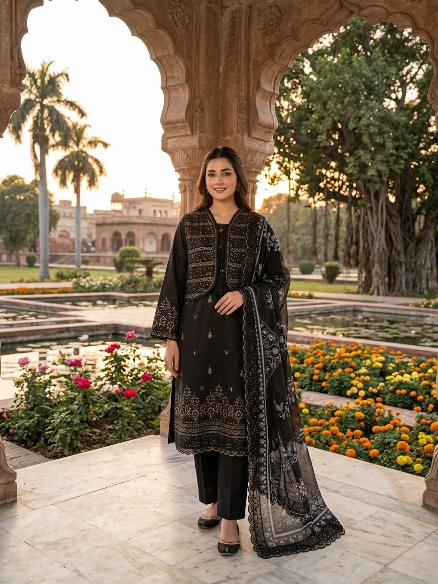 Winter Cotton Embroidered Stitch 3pc