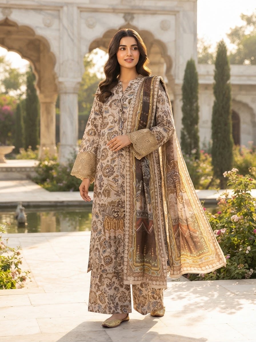 Winter Cotton Embroidered Stitch 3p