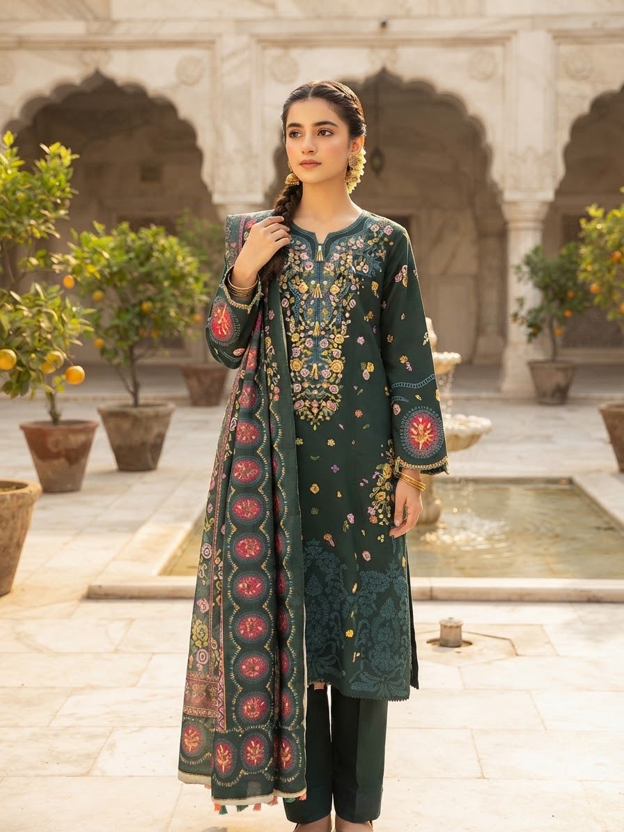 Winter Khaddar Embroidered Stitch 3pc