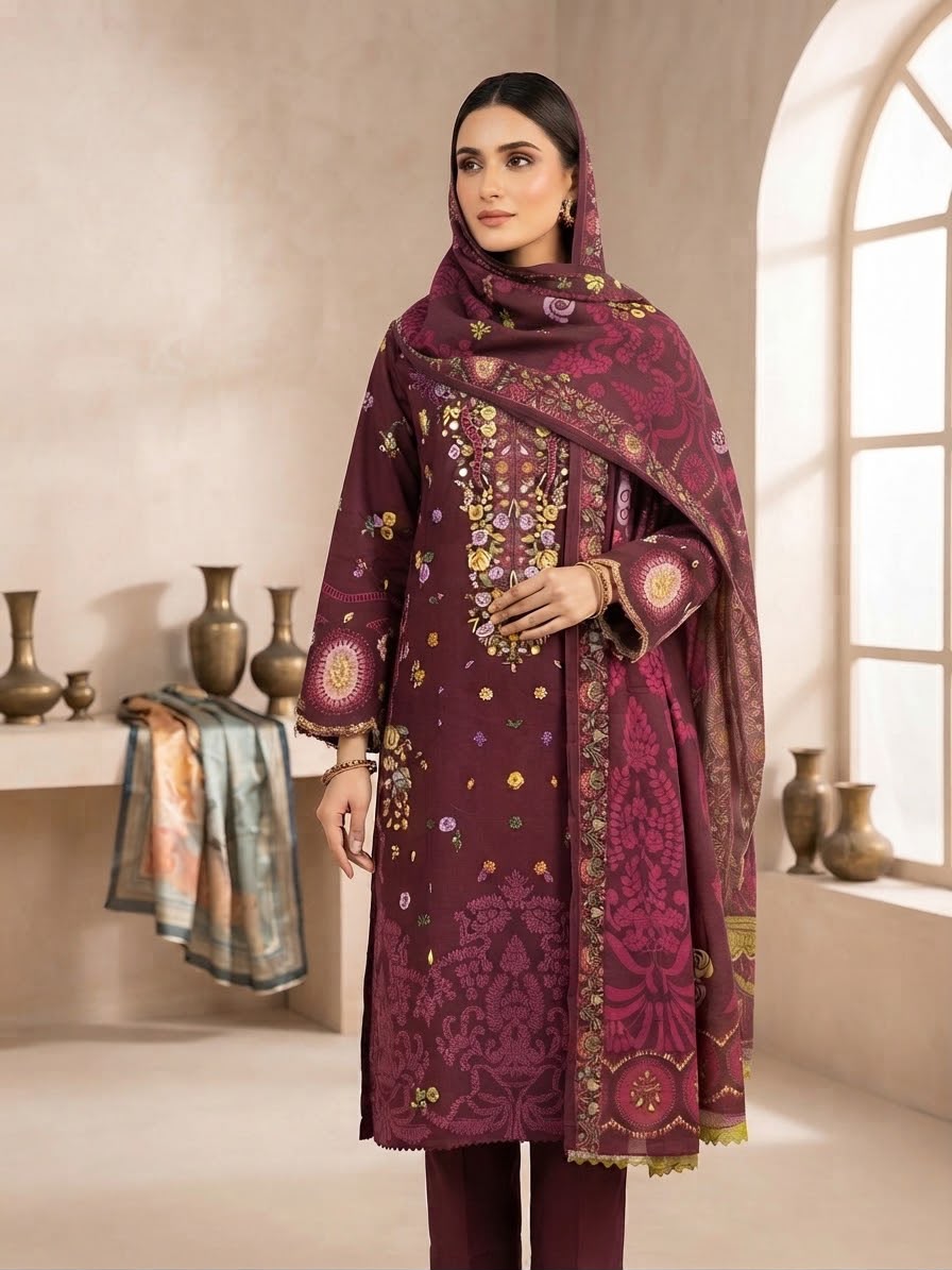 Winter Khaddar Embroidered Stitch 3pc