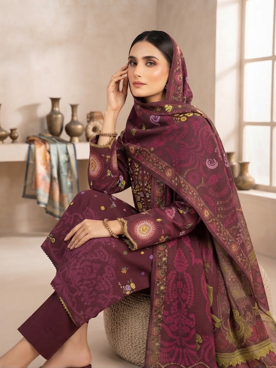 Winter Khaddar Embroidered Stitch 3pc