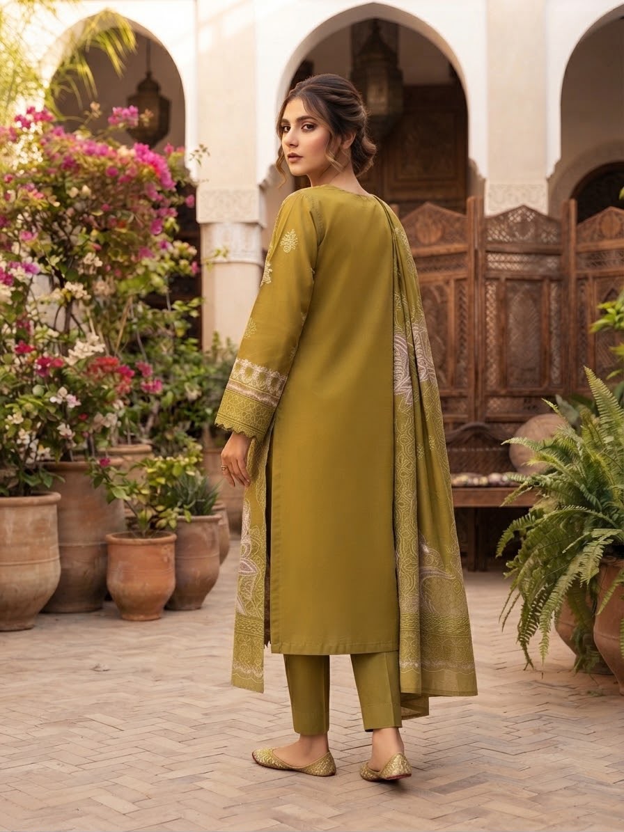 Winter Cotton Embroidered Stitch 3pc