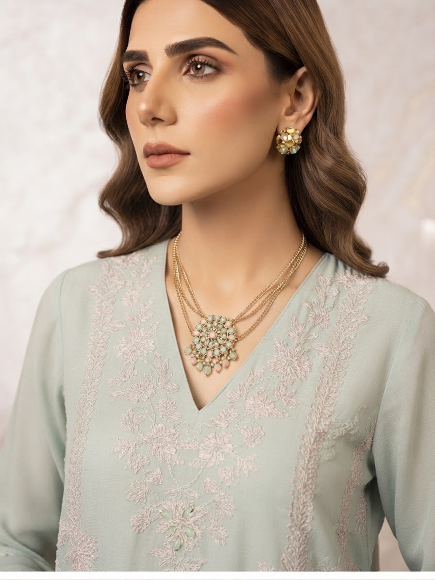 Winter Cotton Embroidered Stitch 3pc