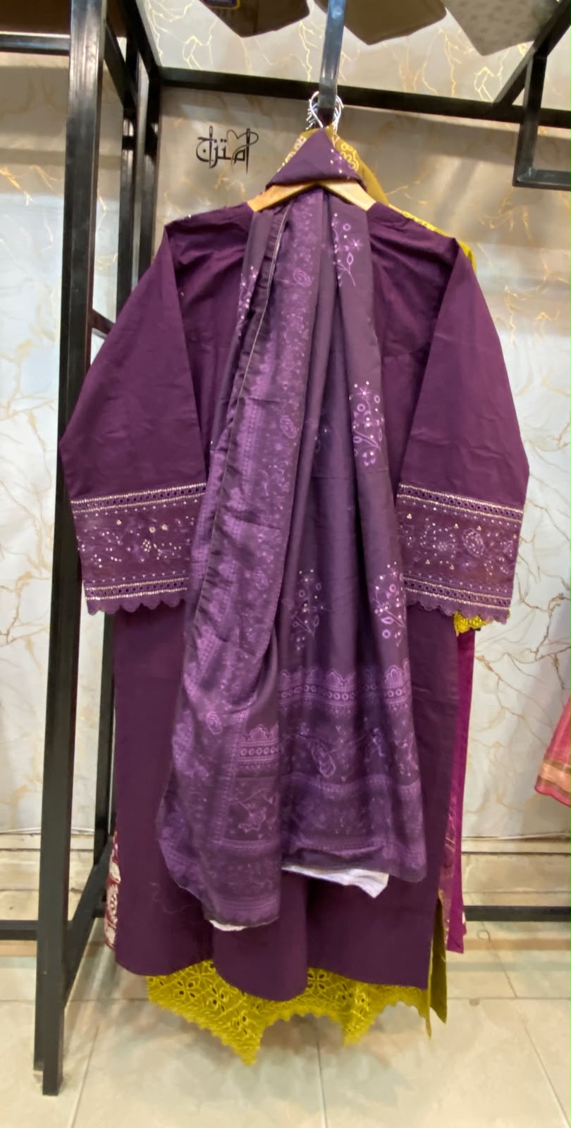 Winter cotton Embroidered Stitch 3pc