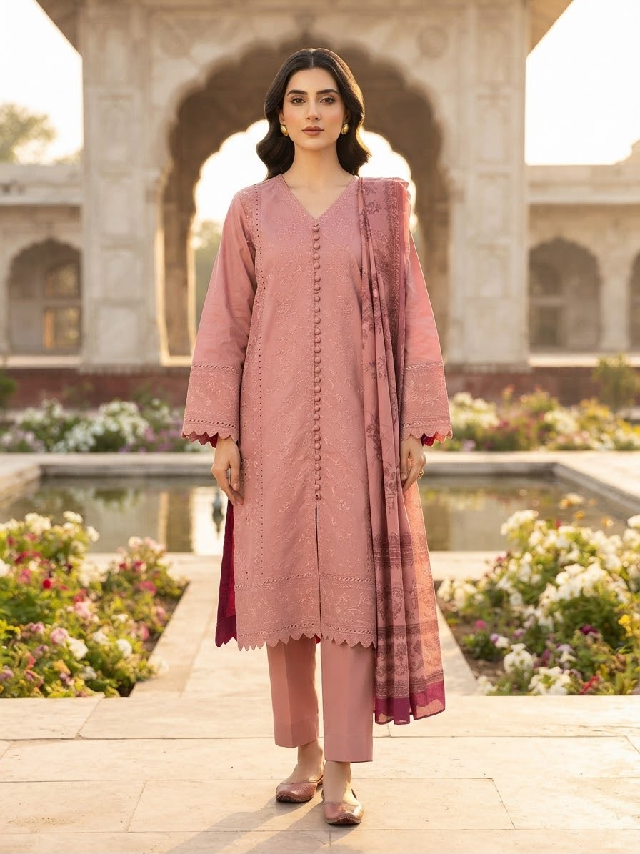 Winter Cotton Embroidered Stitch 3pc