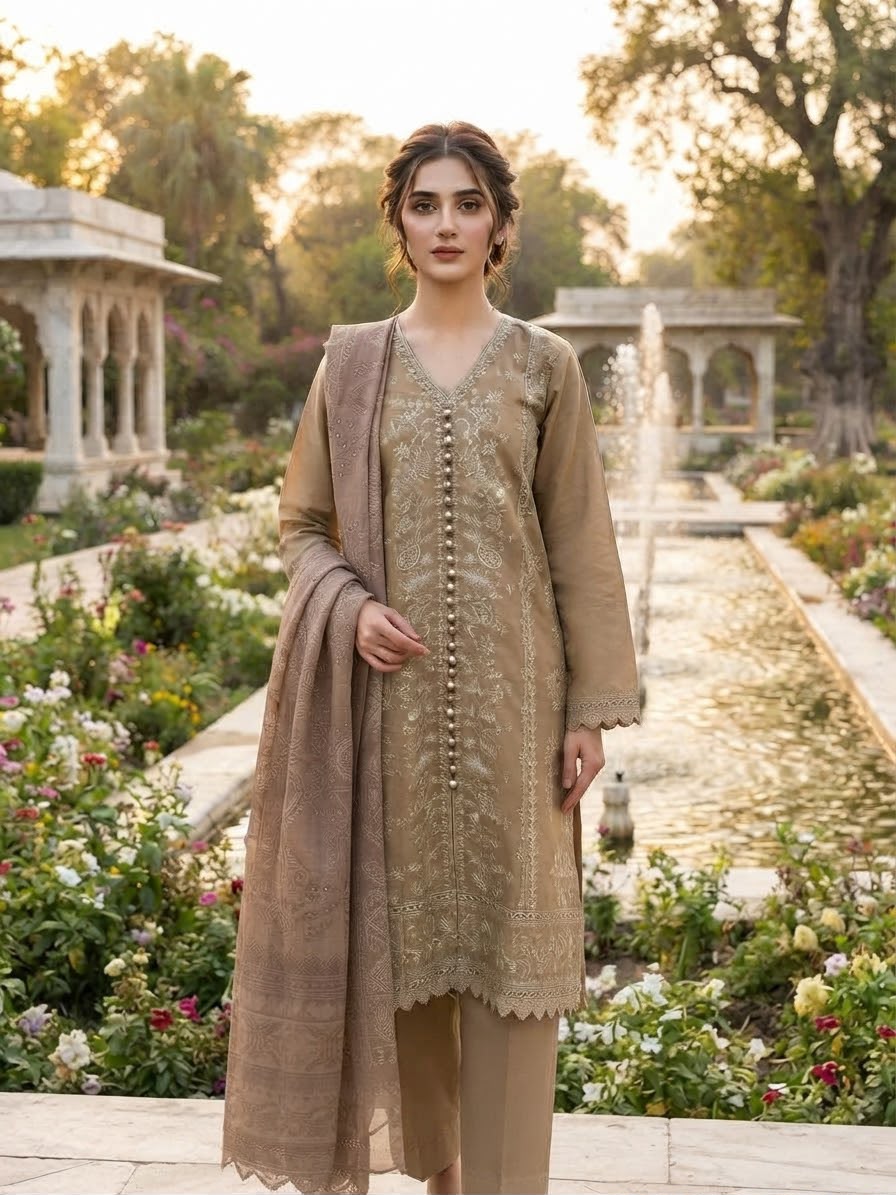 Winter Cotton Embroidered Stitch 3pc