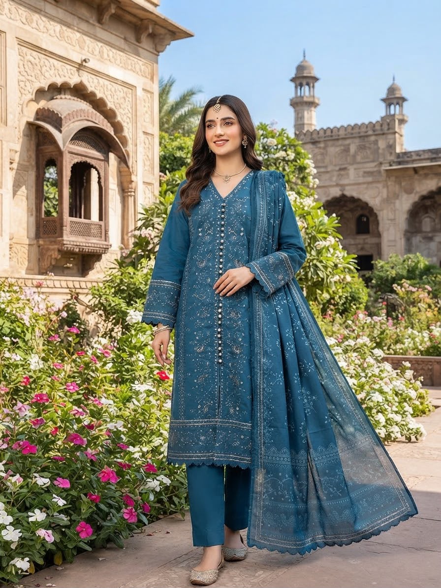Winter Cotton Embroidered Stitch 3pc