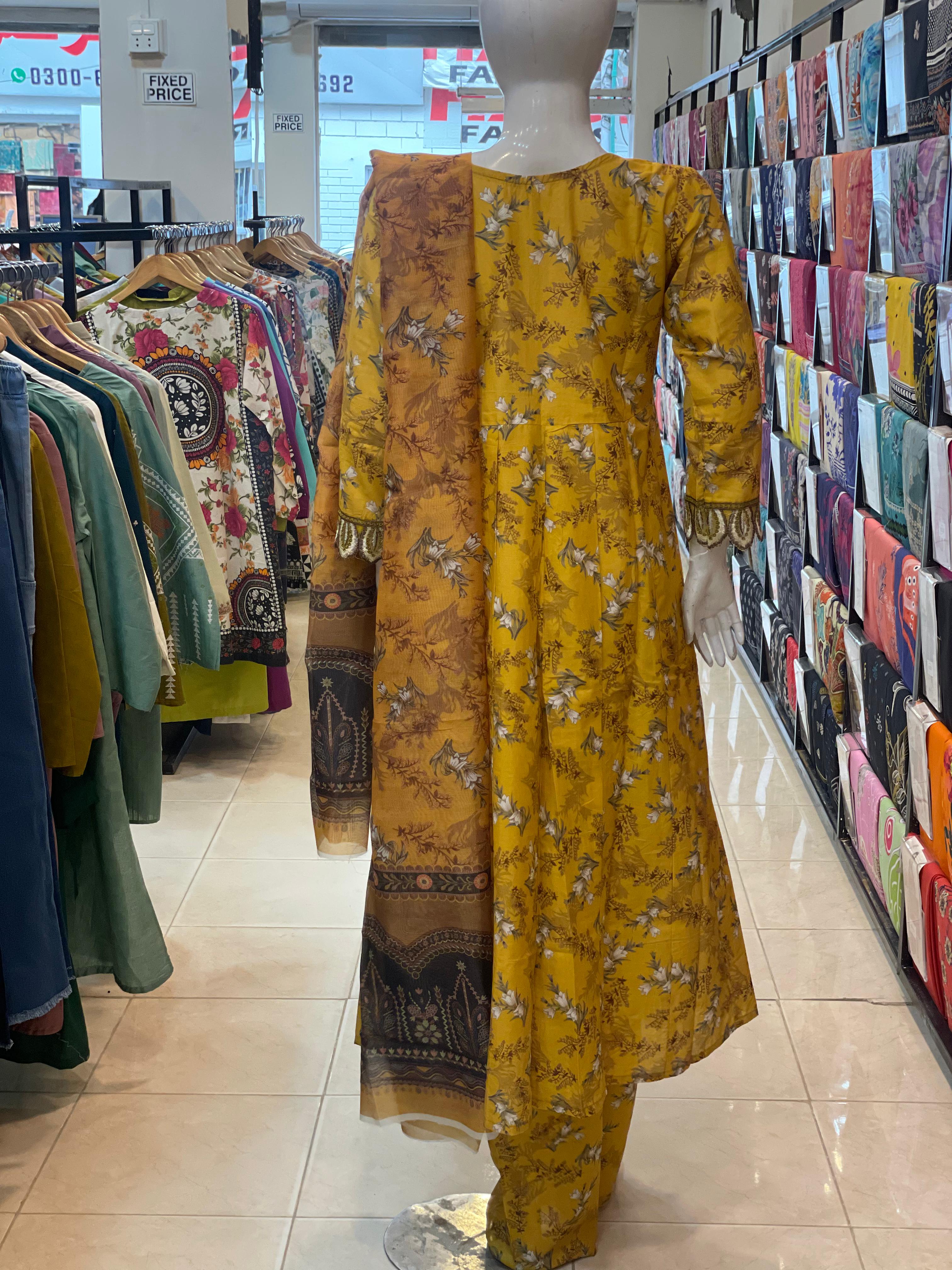 3 PIECE - EMBROIDERED LAWN FROCK