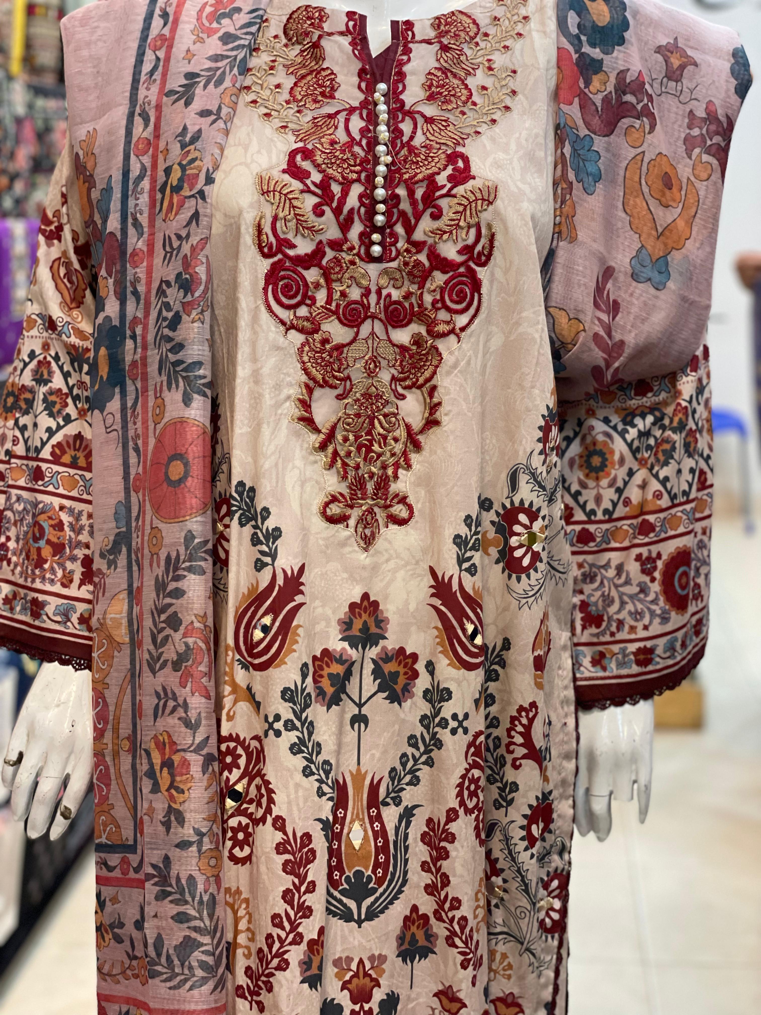3 PIECE - EMBROIDERED LAWN SUIT