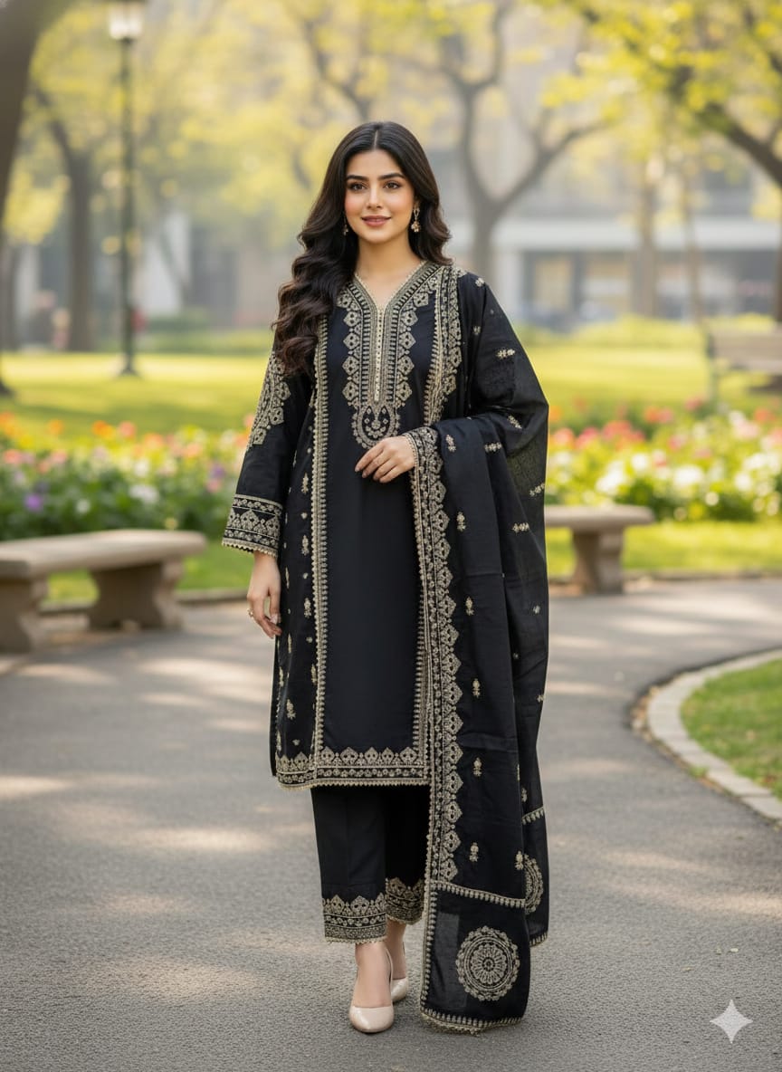 3 PIECE - EMBROIDERED SUIT