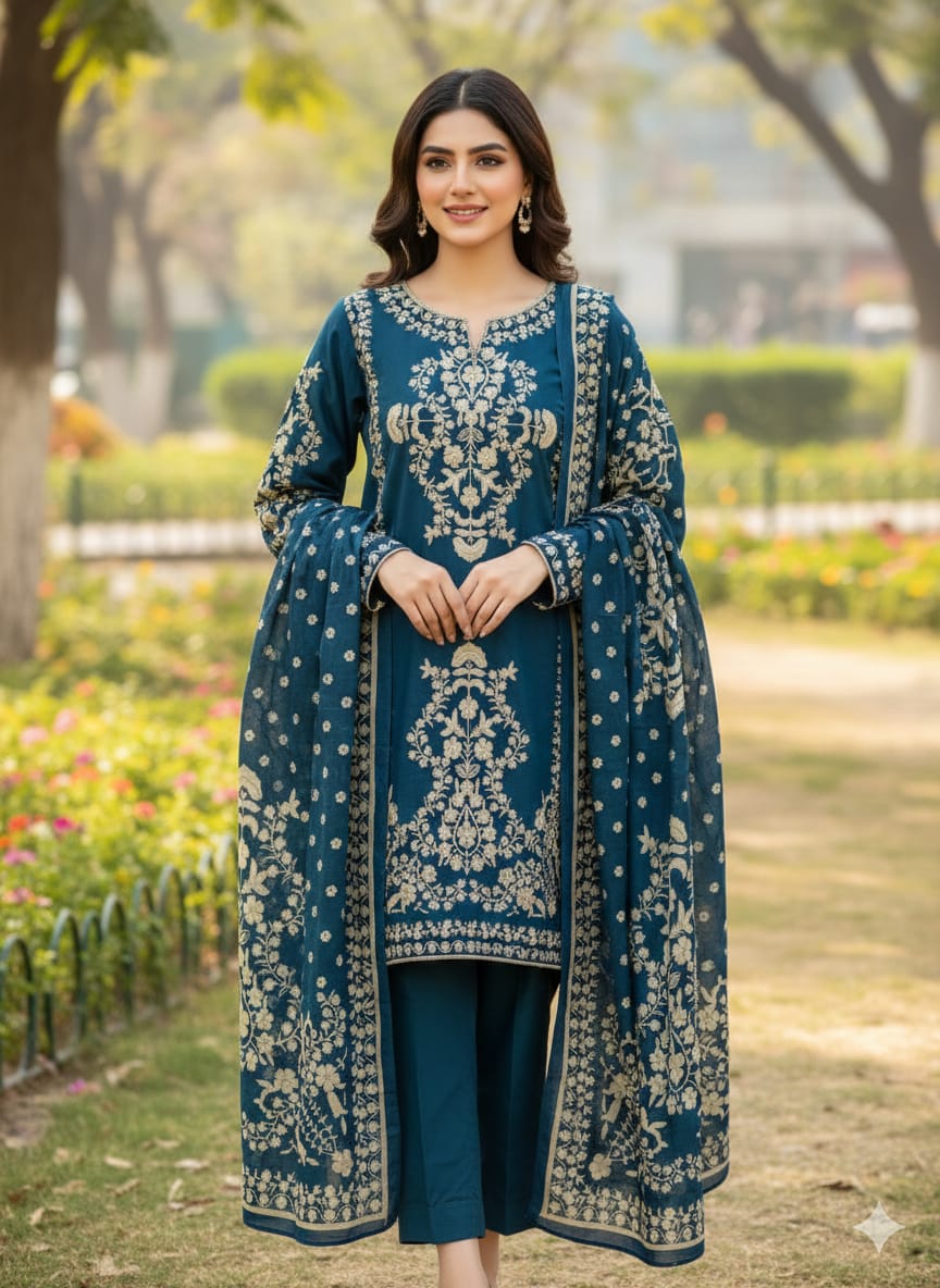 3 PIECE - EMBROIDERED SUIT