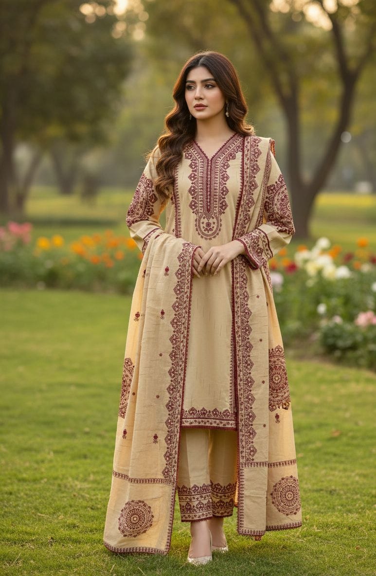 3 PIECE - EMBROIDERED SUIT