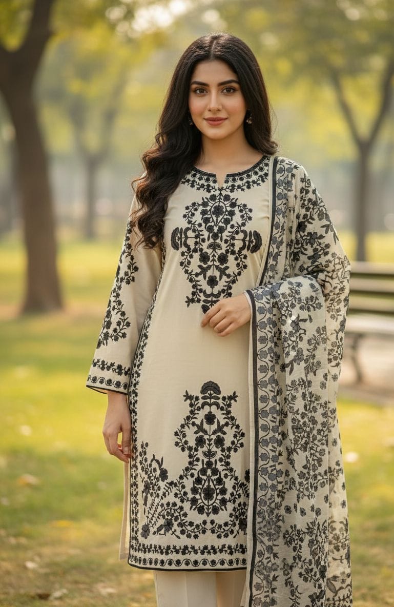 3 PIECE - EMBROIDERED SUIT