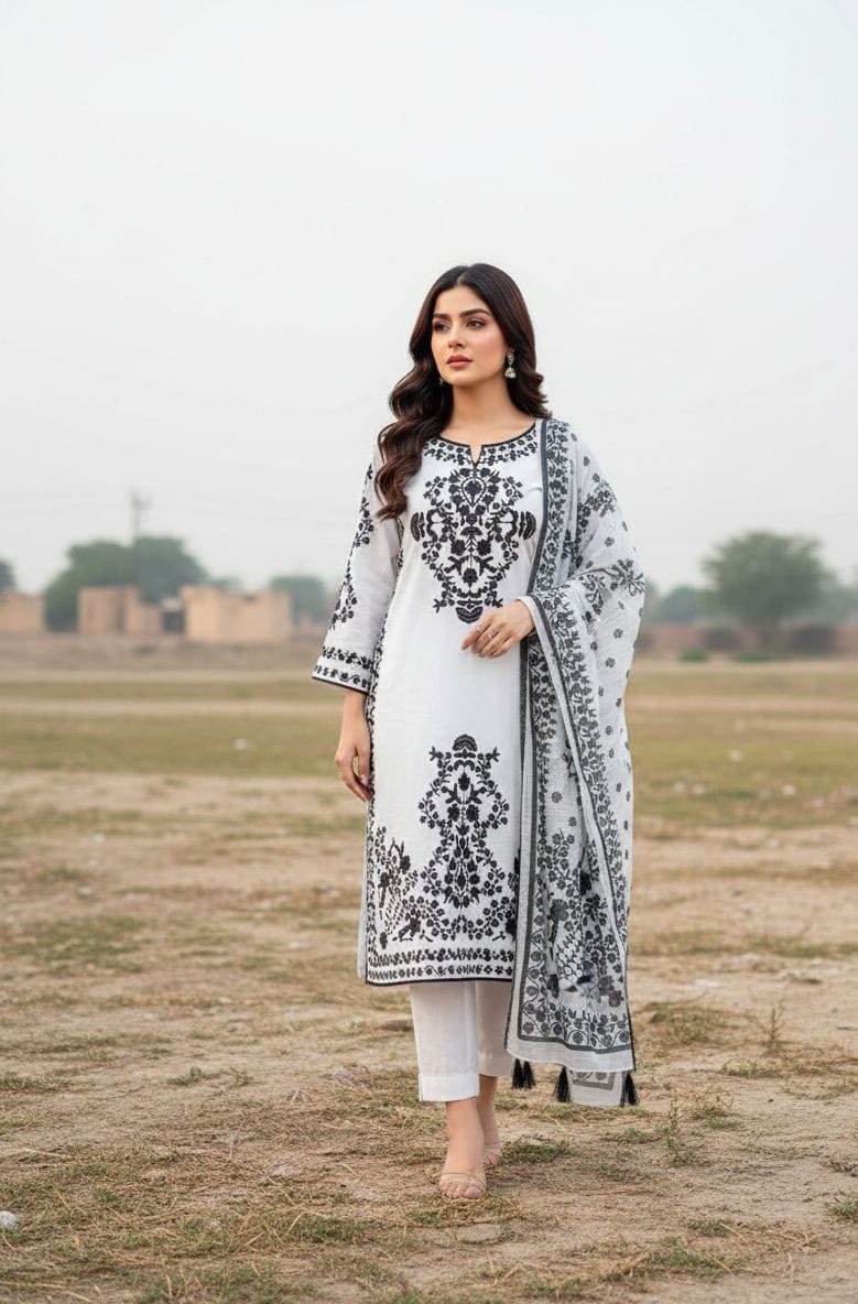 3 PIECE - EMBROIDERED SUIT