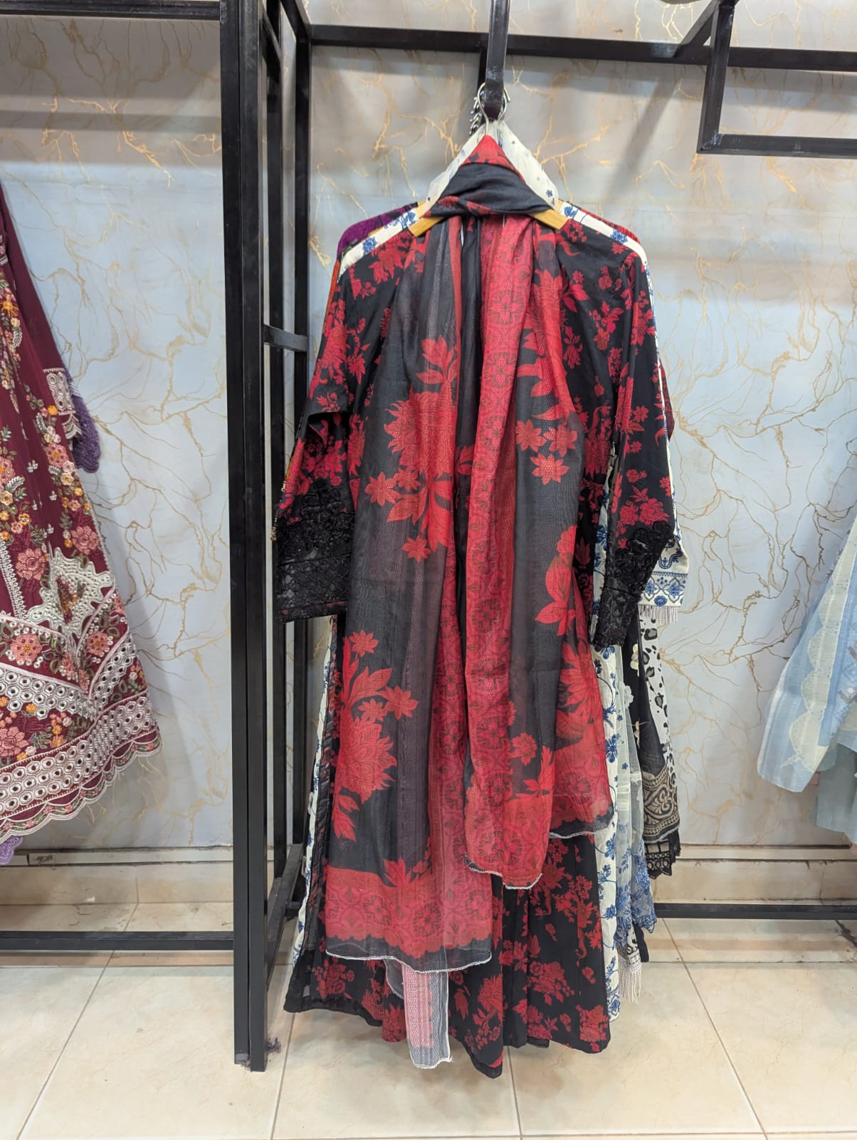 Embroidered Frock 3pc