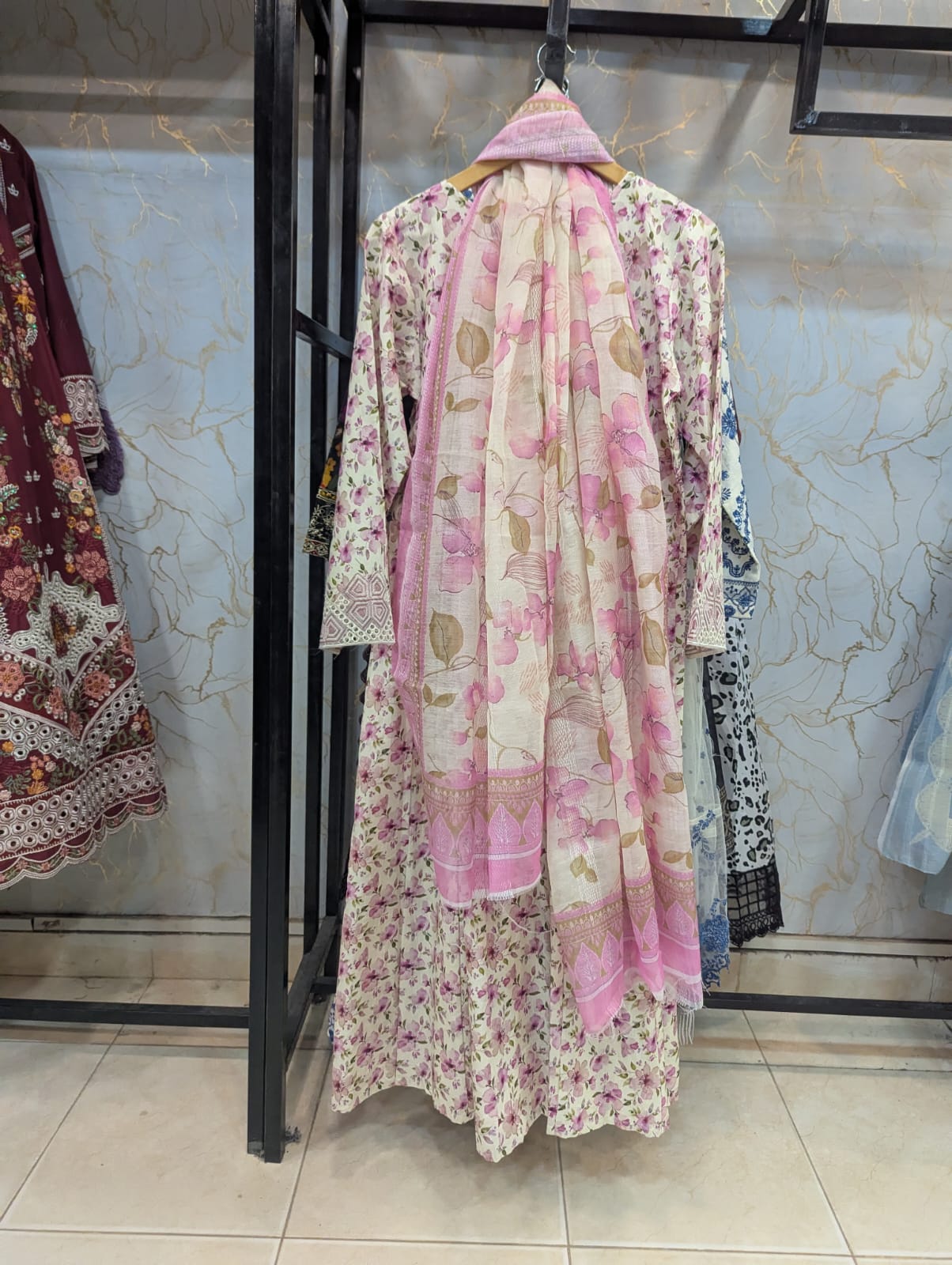 Embroidered Frock 3pc