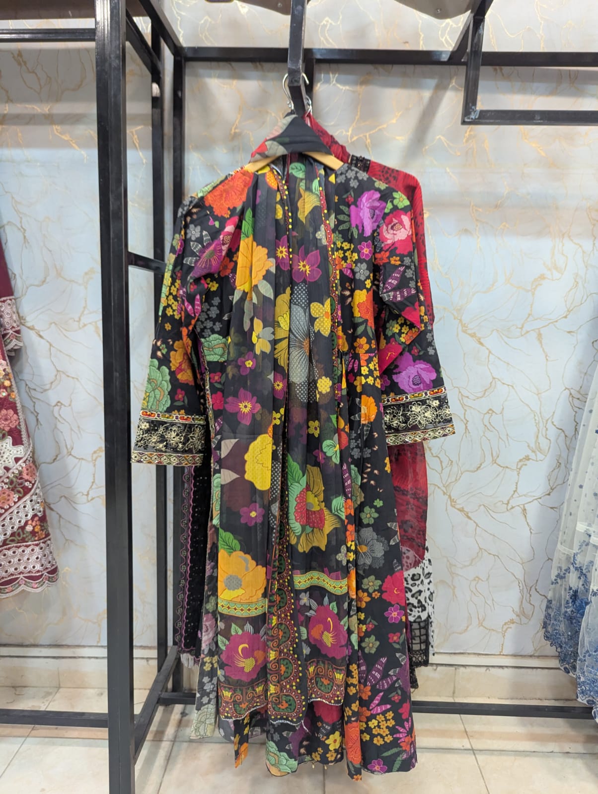 Embroidered Frock 3pc