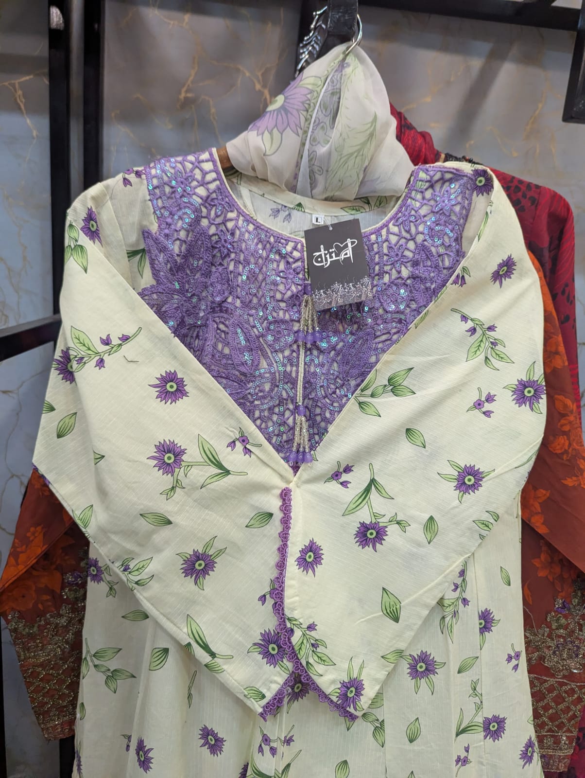 Embroidered Frock 3pc