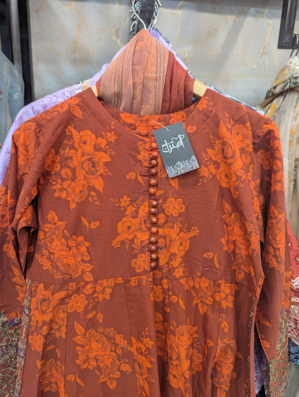 Embroidered frock 3pc