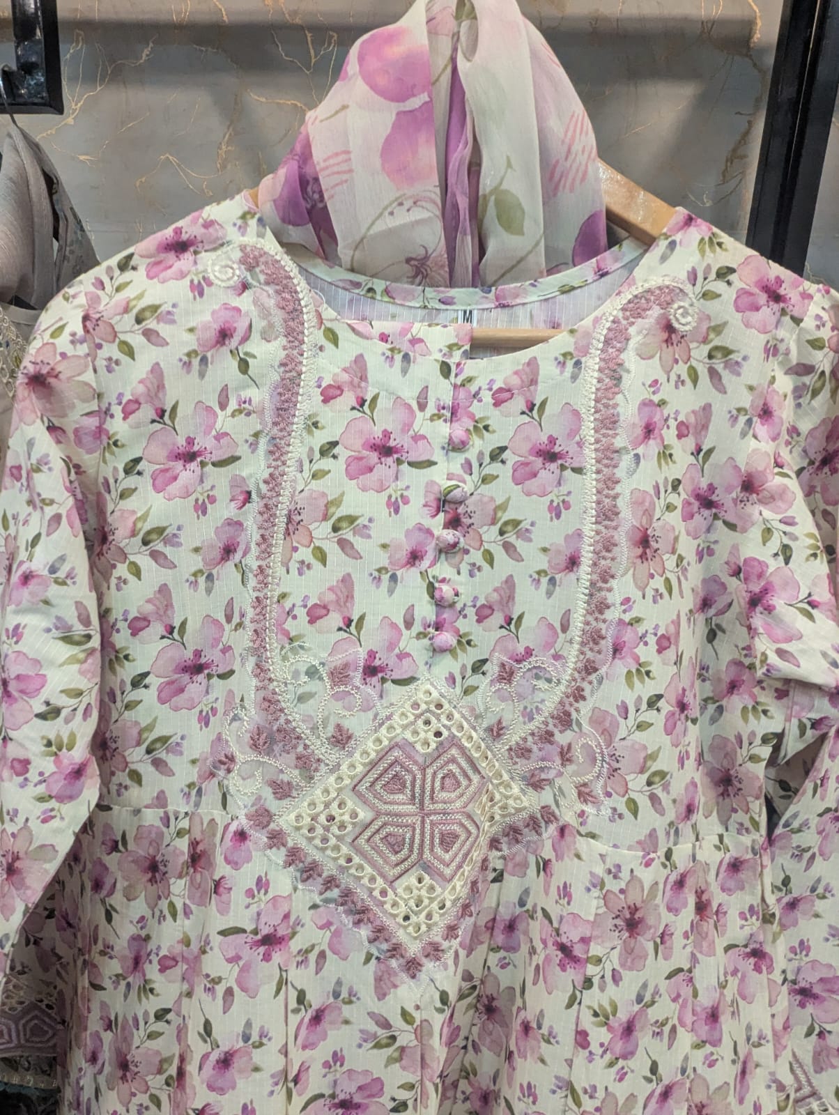 Embroidered Frock 3pc