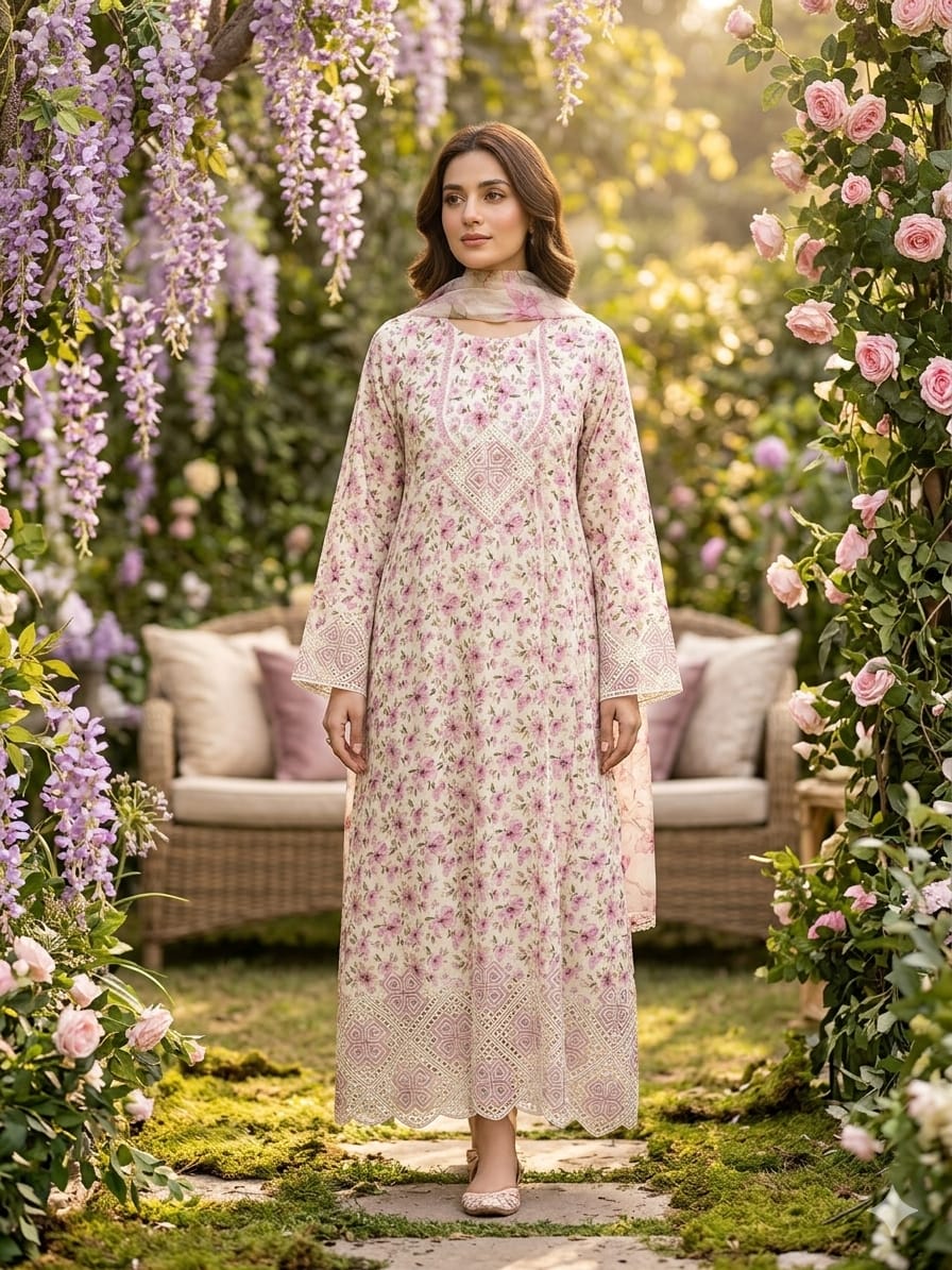 Embroidered Frock 3pc