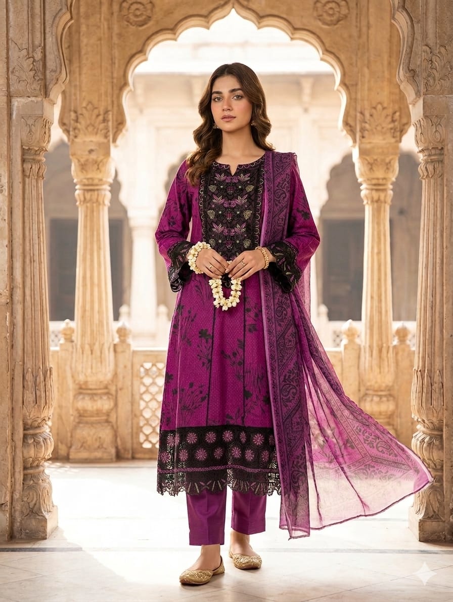 Embroidered Frock 3pc