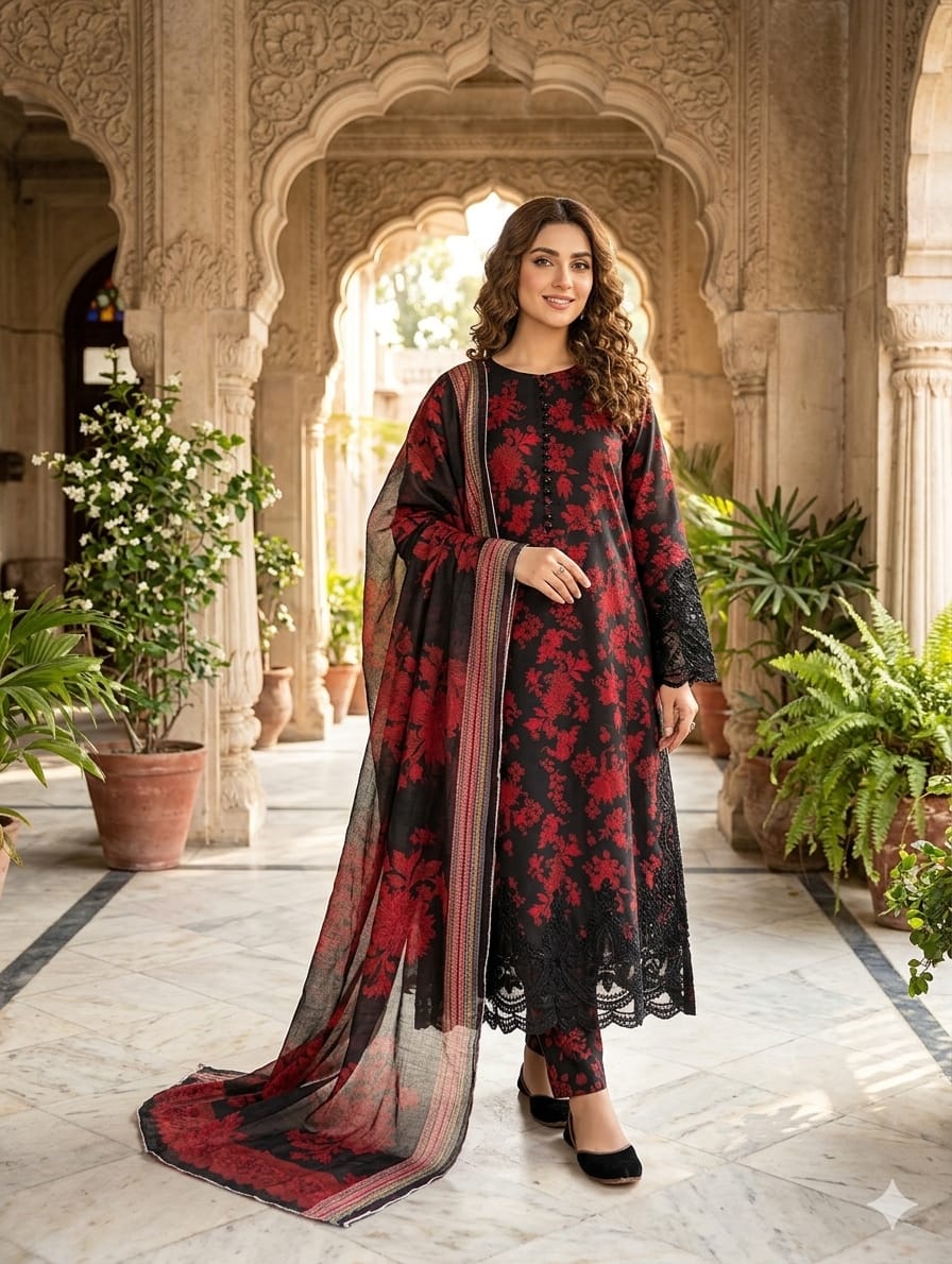 Embroidered Frock 3pc