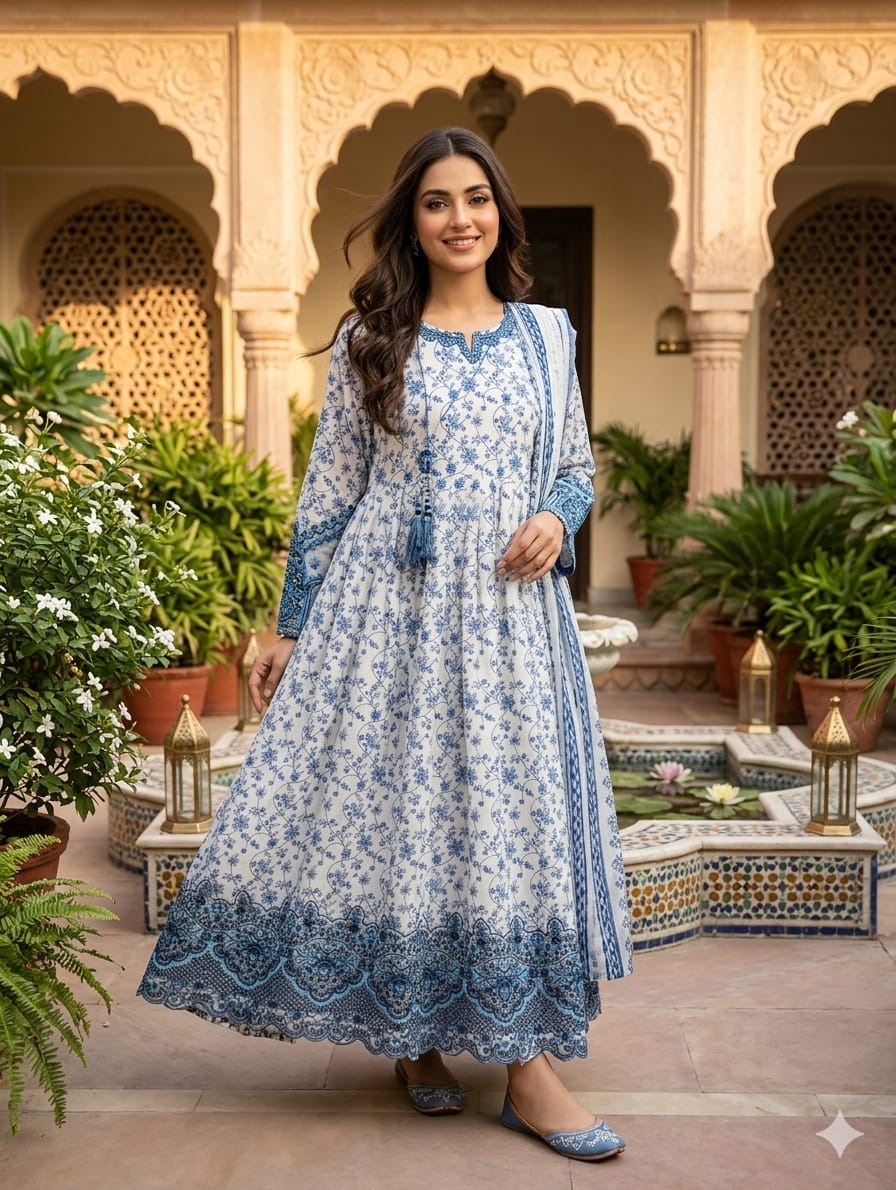 Embroidered Frock 3pc