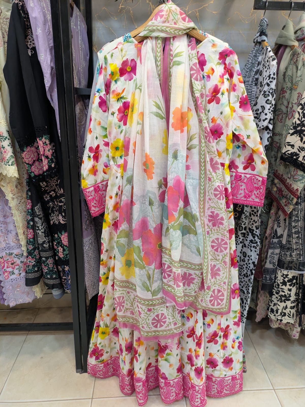 Embroidered frock 3pc