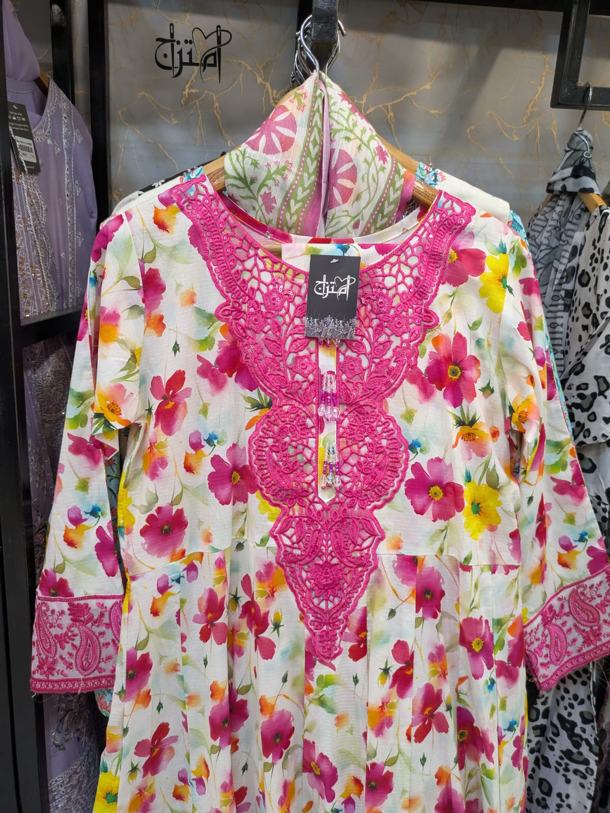 Embroidered frock 3pc